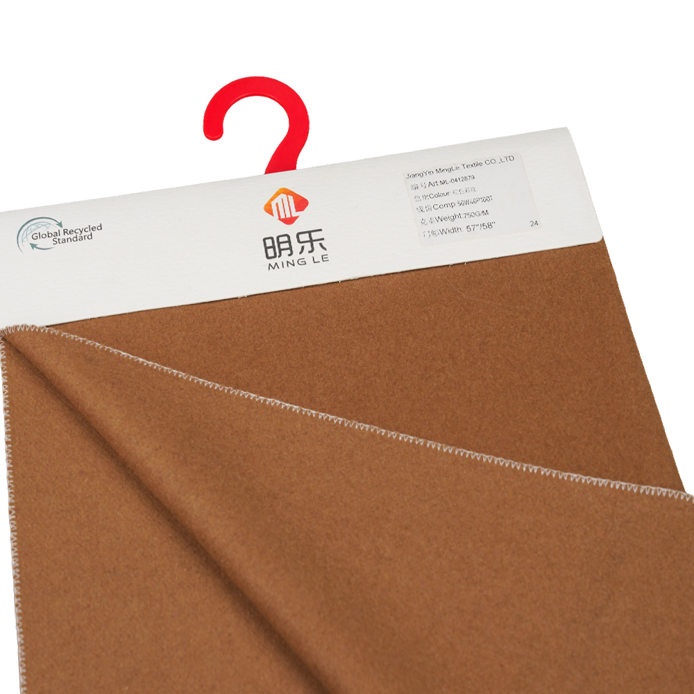 50٪ پشم، 50٪ الیاف دیگر، 730G/M، شتر، پارچه پارچه ای Twill Melton، ML-0412879