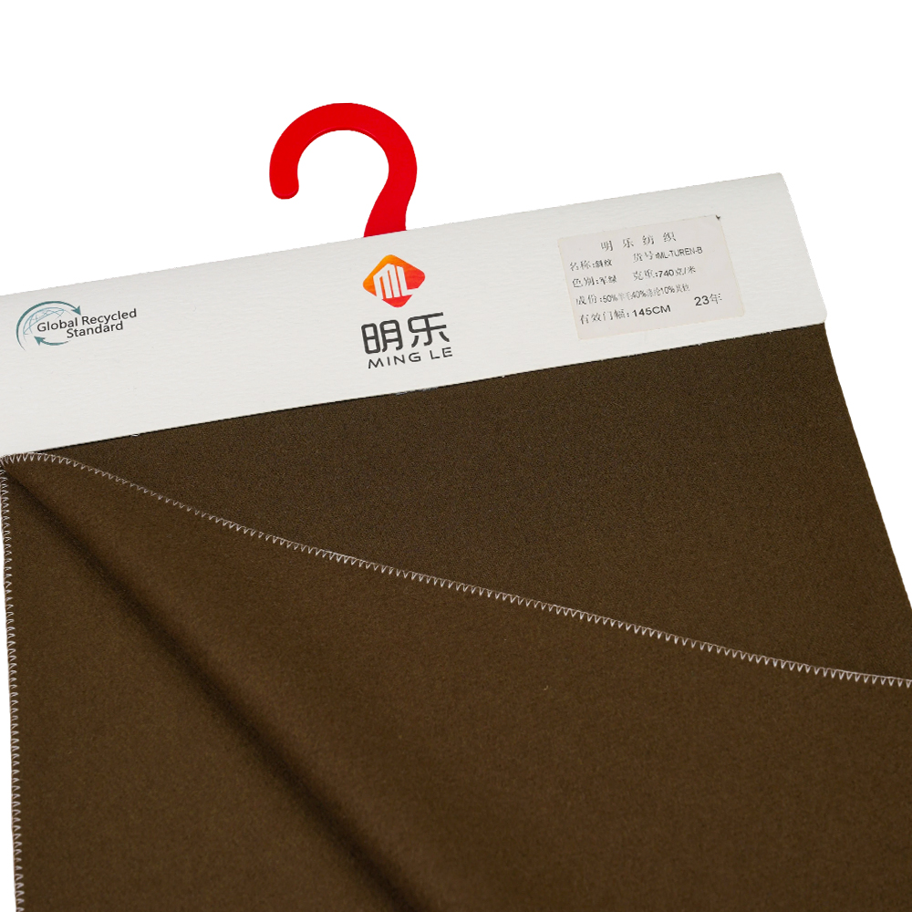 50٪ پشم، 40٪ پلی استر، 10٪ الیاف دیگر، 740G/M، سبز نظامی، پارچه Twill Melton، ML-TUREN-B