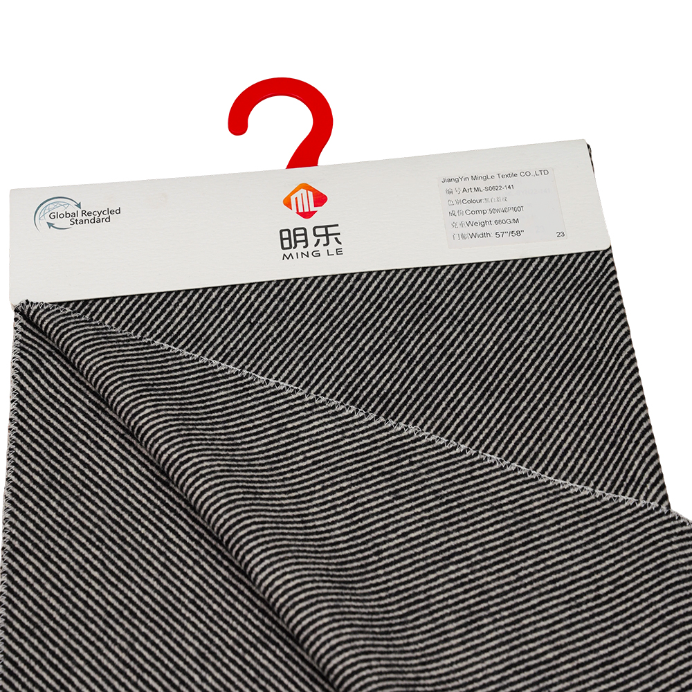 50٪ پشم، 40٪ پلی استر، 10٪ الیاف دیگر، 680G/M، سیاه و سفید، پارچه Twill Melton، ML-S0622-141