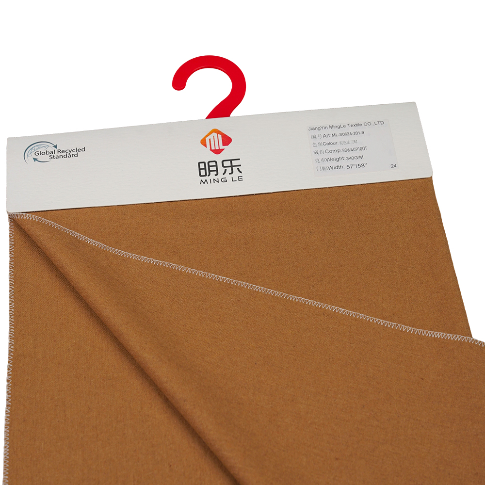 50٪ پشم، 40٪ پلی استر، 10٪ الیاف دیگر، 340G/M، شتر، پارچه فلانل، ML-S0624-201-9