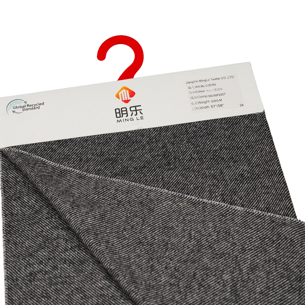 50٪ پشم، 30٪ پلی استر، 20٪ الیاف دیگر، 320G/M، مایل به سفید + مشکی، پارچه جناغی فلانل، ML-C-22104