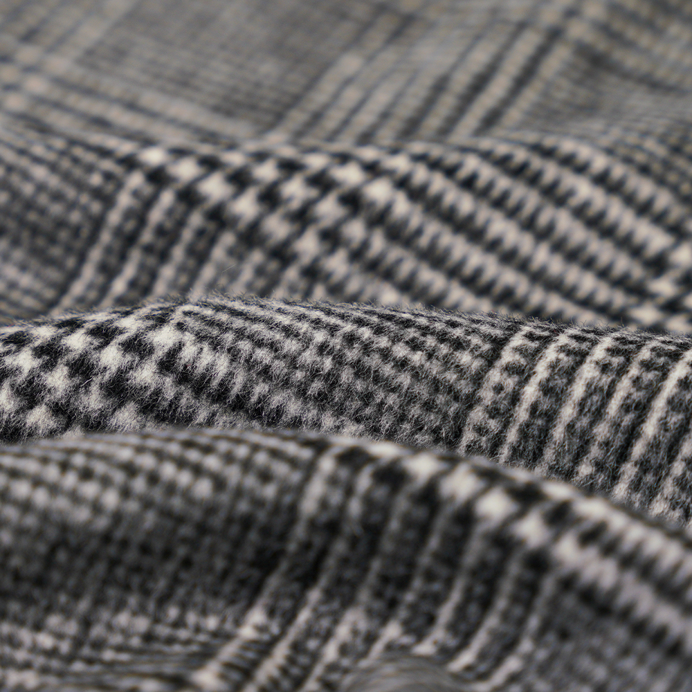 30٪ پشم، 60٪ پلی استر، 10٪ الیاف دیگر، 610G/M، سیاه و سفید، پارچه روکش تک رو چهارخانه، ML-20001