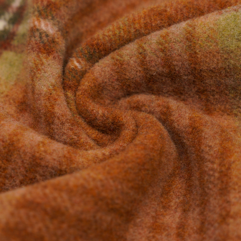 50٪ پشم، 40٪ پلی استر، 10٪ الیاف دیگر، 860G/M، قهوه ای و زرد شطرنجی، پارچه مخملی، ML-062142104